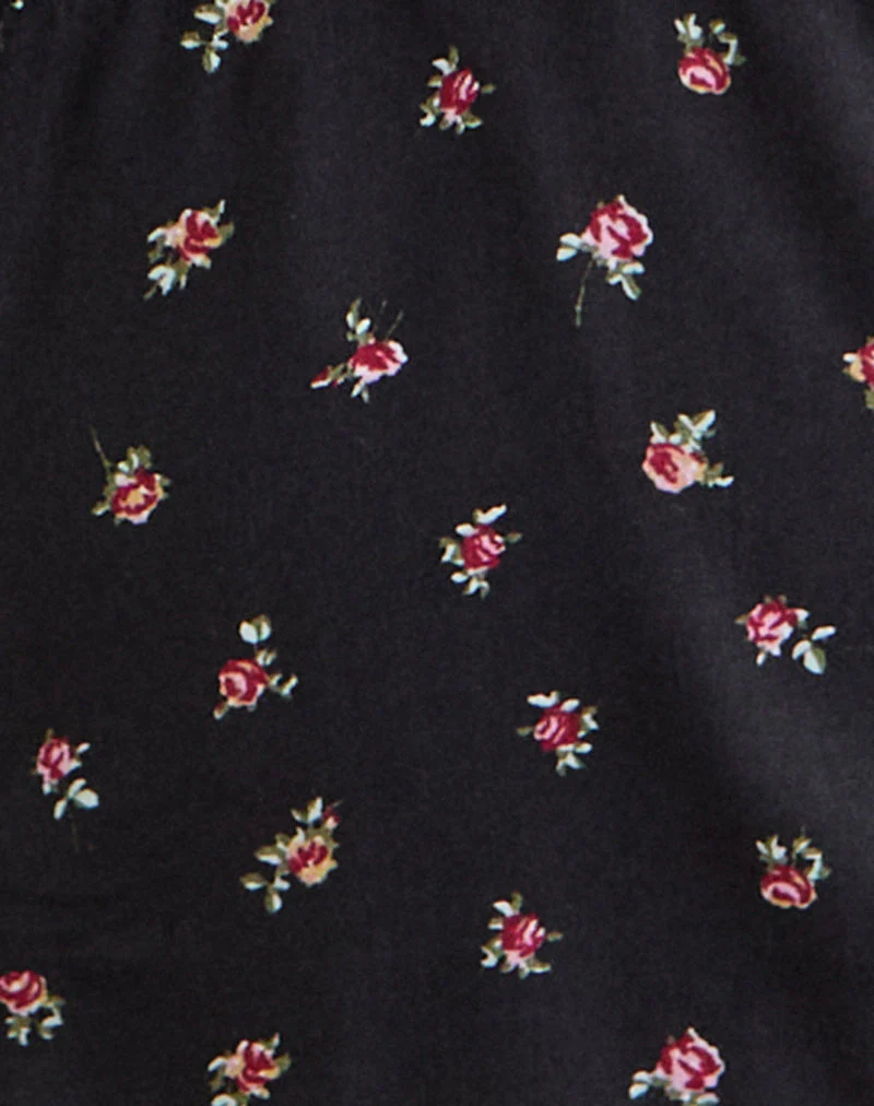 Asana Top in Schwarz mit rotem Rosenmuster - Image 6