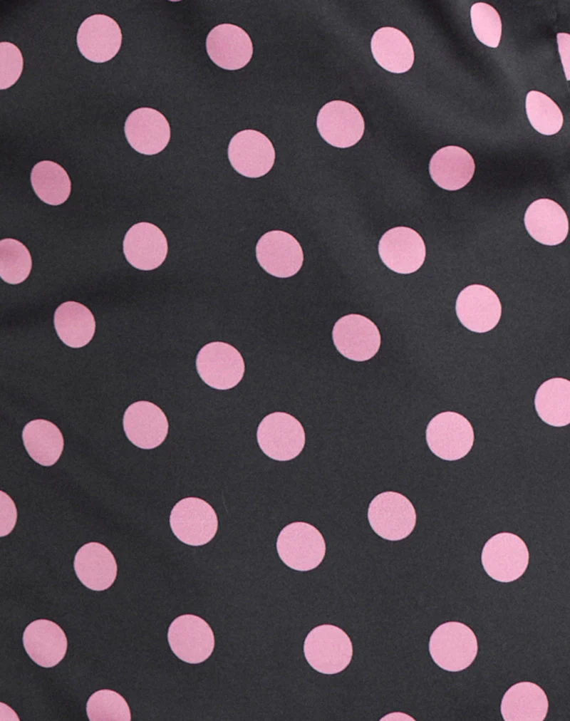 Asena Top aus schwarzem Satin mit rosa Polka-Punkten - Image 6
