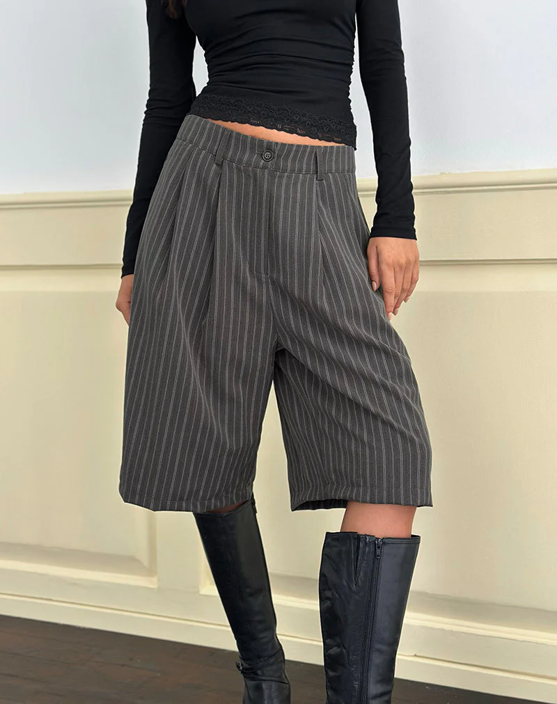 Asha Short in Nadelstreifen anthrazit - Image 3