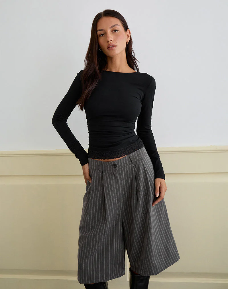 Asha Short in Nadelstreifen anthrazit - Image 4