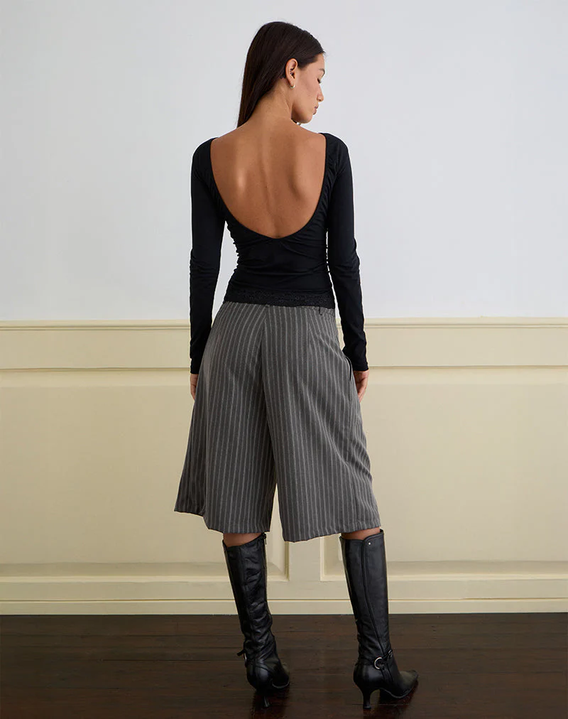 Asha Short in Nadelstreifen anthrazit - Image 5