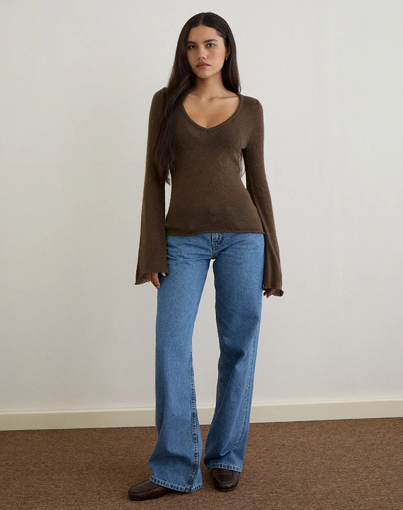 Ashla Top aus transparentem Strick in dunkler Schokolade - Image 2