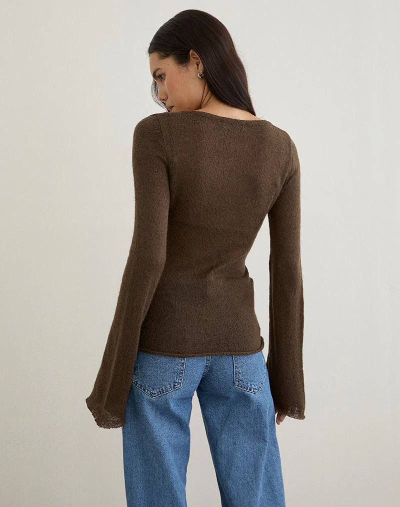 Ashla Top aus transparentem Strick in dunkler Schokolade - Image 5