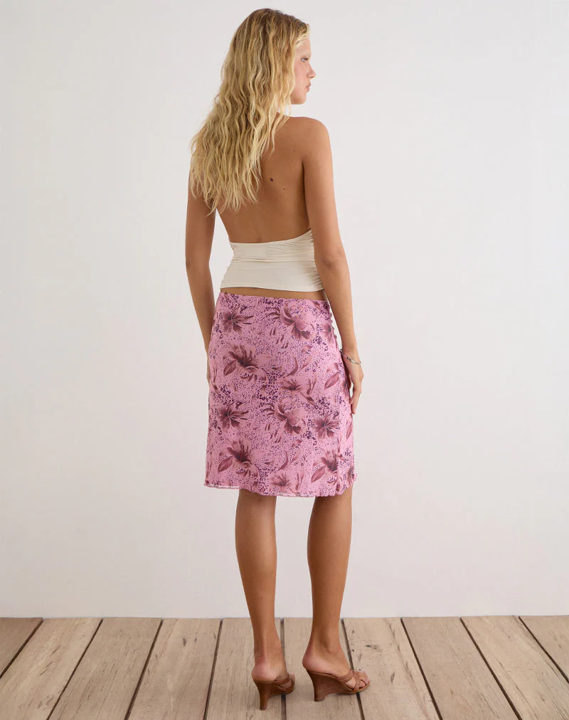 Asiki Midi Skirt in Mesh Animal Lily Mauve - Image 5
