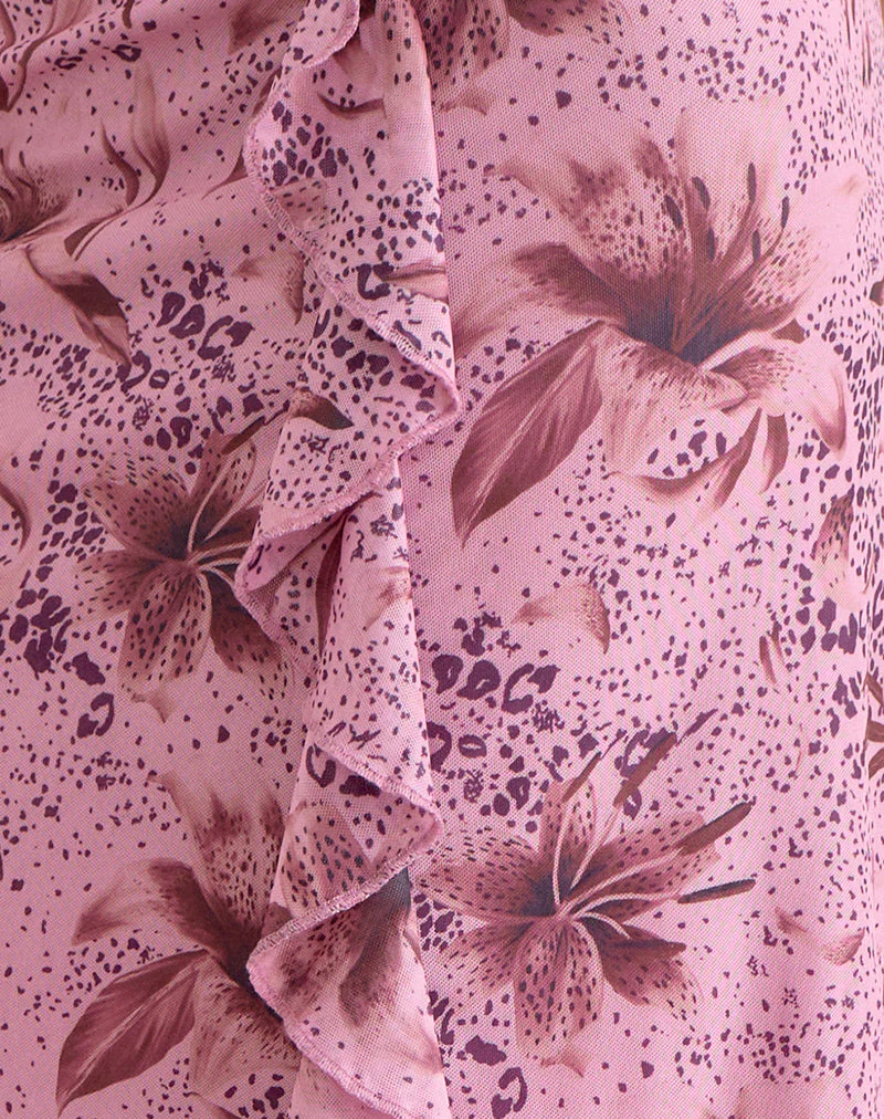 Asiki Midi Skirt in Mesh Animal Lily Mauve - Image 6