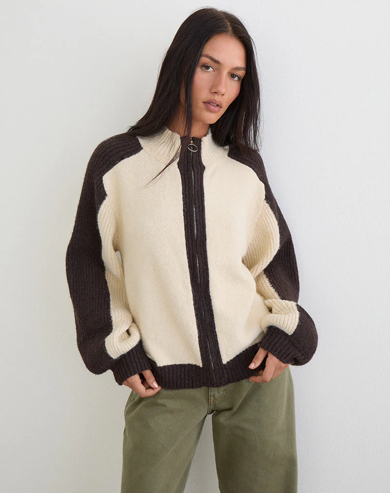 Asrar Pullover aus Strick in Creme und Braun - Image 2