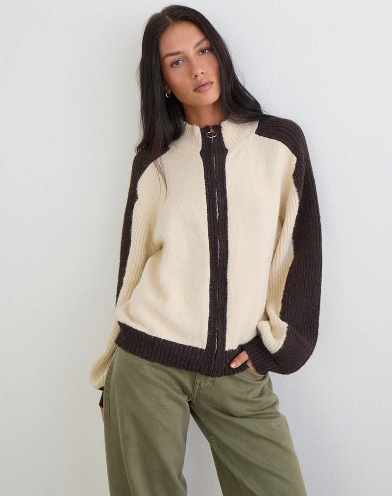 Asrar Pullover aus Strick in Creme und Braun - Image 3