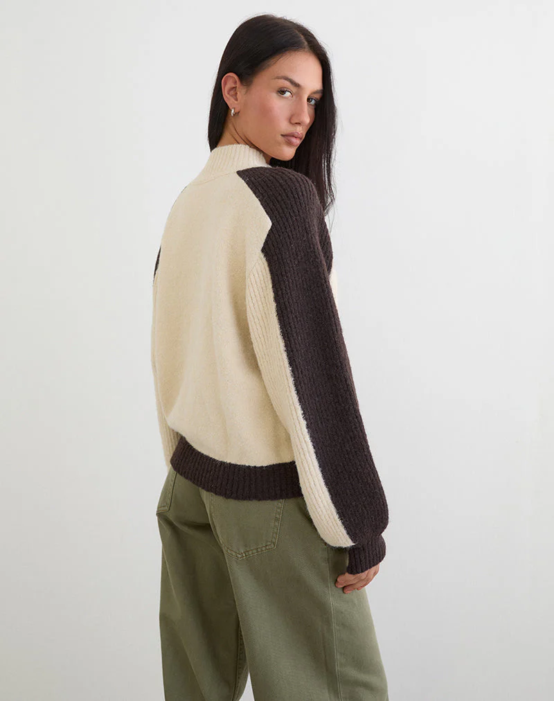 Asrar Pullover aus Strick in Creme und Braun - Image 4