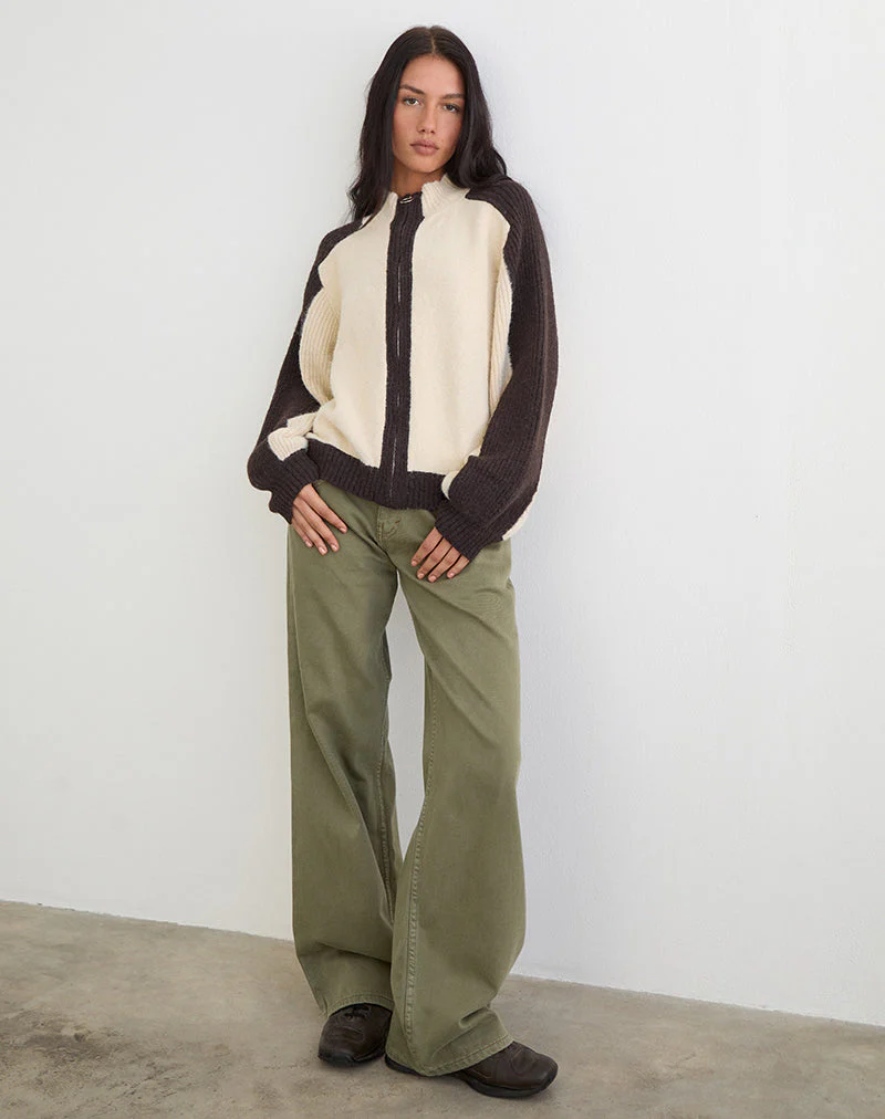 Asrar Pullover aus Strick in Creme und Braun - Image 5