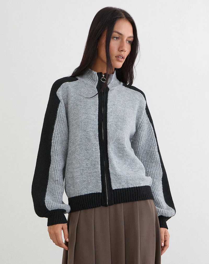Asrar Jumper aus Strick in Grau und Schwarz
