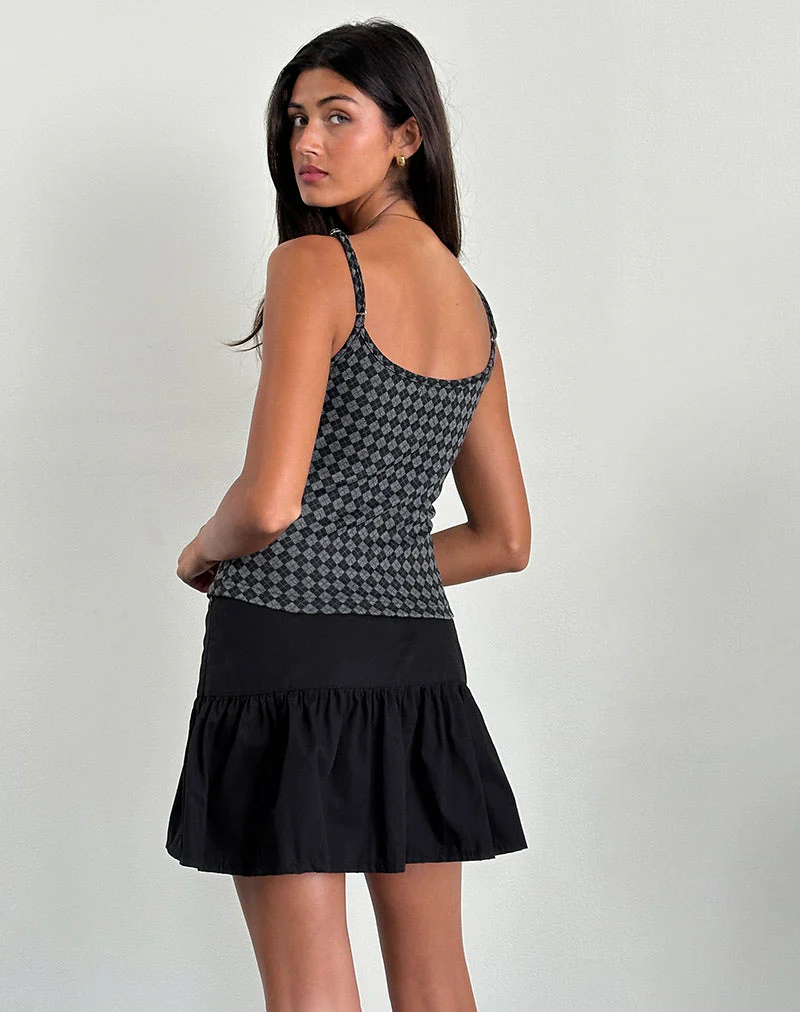 Atarah Knit Cami Top in Argyle Schwarz Grau - Image 3