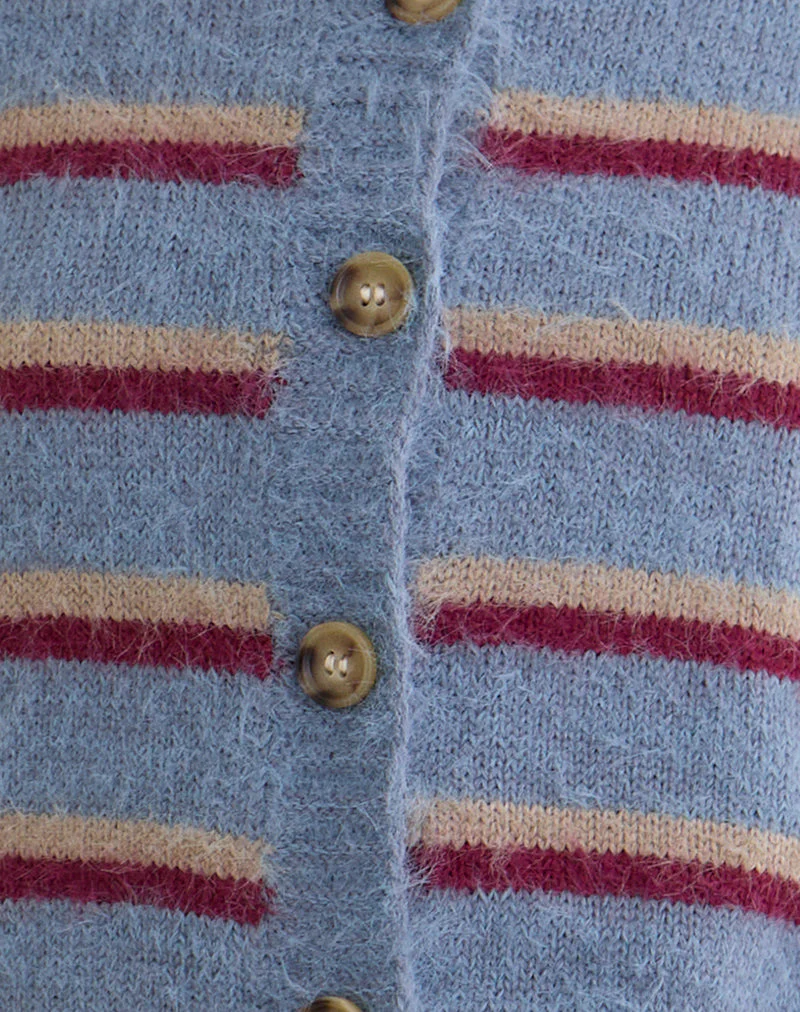 Audrina Strickjacke in Blau und Rot gestreift - Image 6