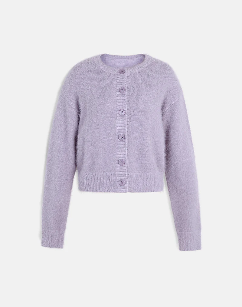 Audrina Strickjacke aus flauschigem Strick in staubigem Flieder - Image 2