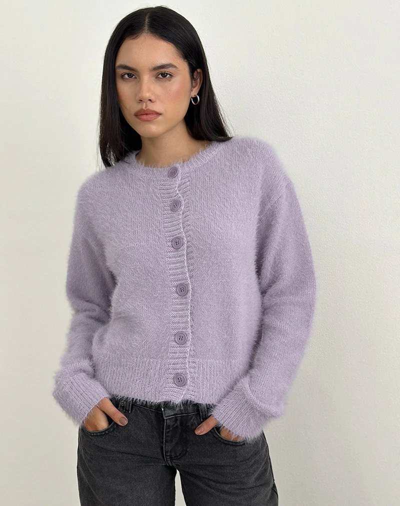 Audrina Strickjacke aus flauschigem Strick in staubigem Flieder - Image 4