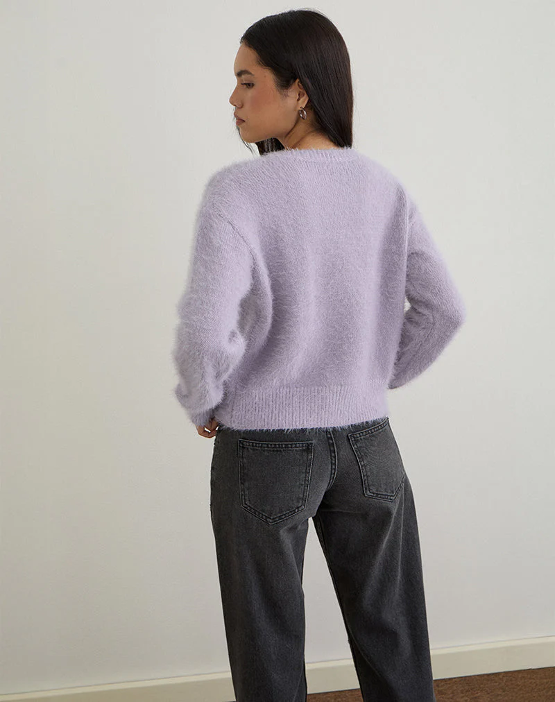 Audrina Strickjacke aus flauschigem Strick in staubigem Flieder - Image 5