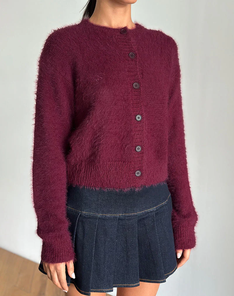 Audrina Strickjacke in flauschigem Burgund - Image 2