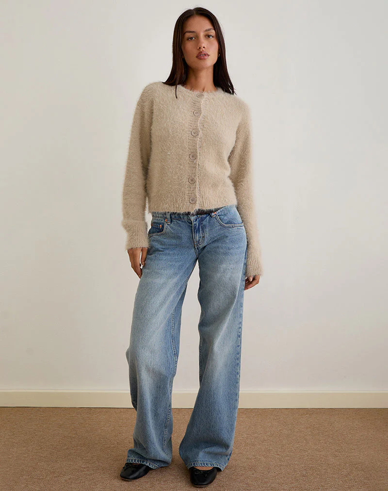 Audrina Strickjacke aus flauschigem Strick Beige - Image 3