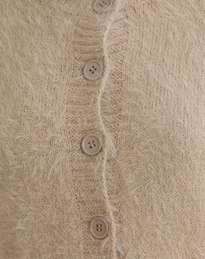 Audrina Strickjacke aus flauschigem Strick Beige - Image 6