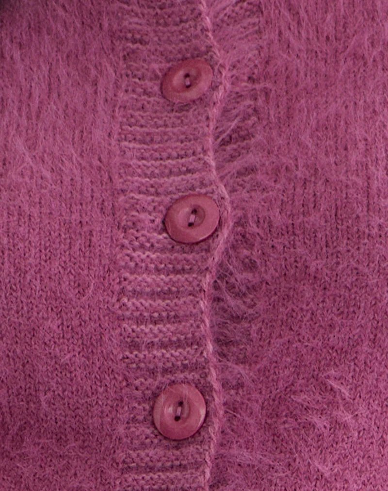 Audrina Strickjacke aus flauschigem Strick in Grape - Image 5