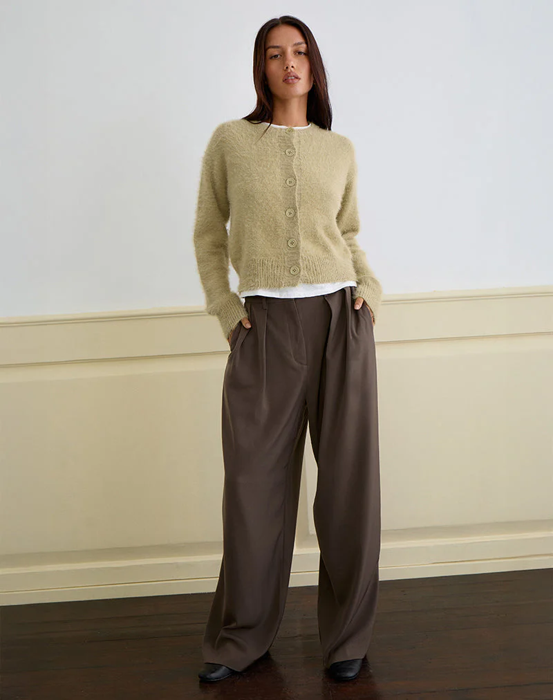 Audrina Strickjacke aus flauschigem Strick in Salbei - Image 3