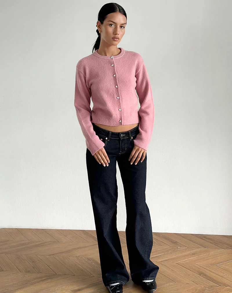 Aura Strickjacke in staubigem Rosa - Image 4