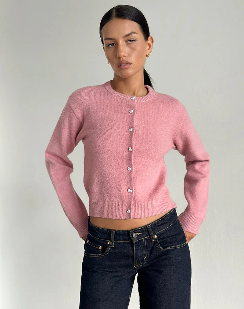 Aura Strickjacke in staubigem Rosa - Image 5