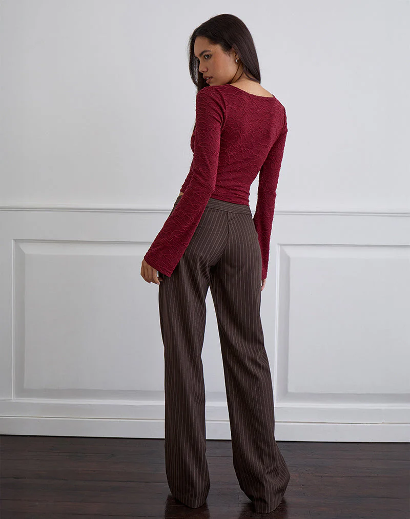 Asymmetrisches Top aus strukturiertem Strick Rot - Image 5