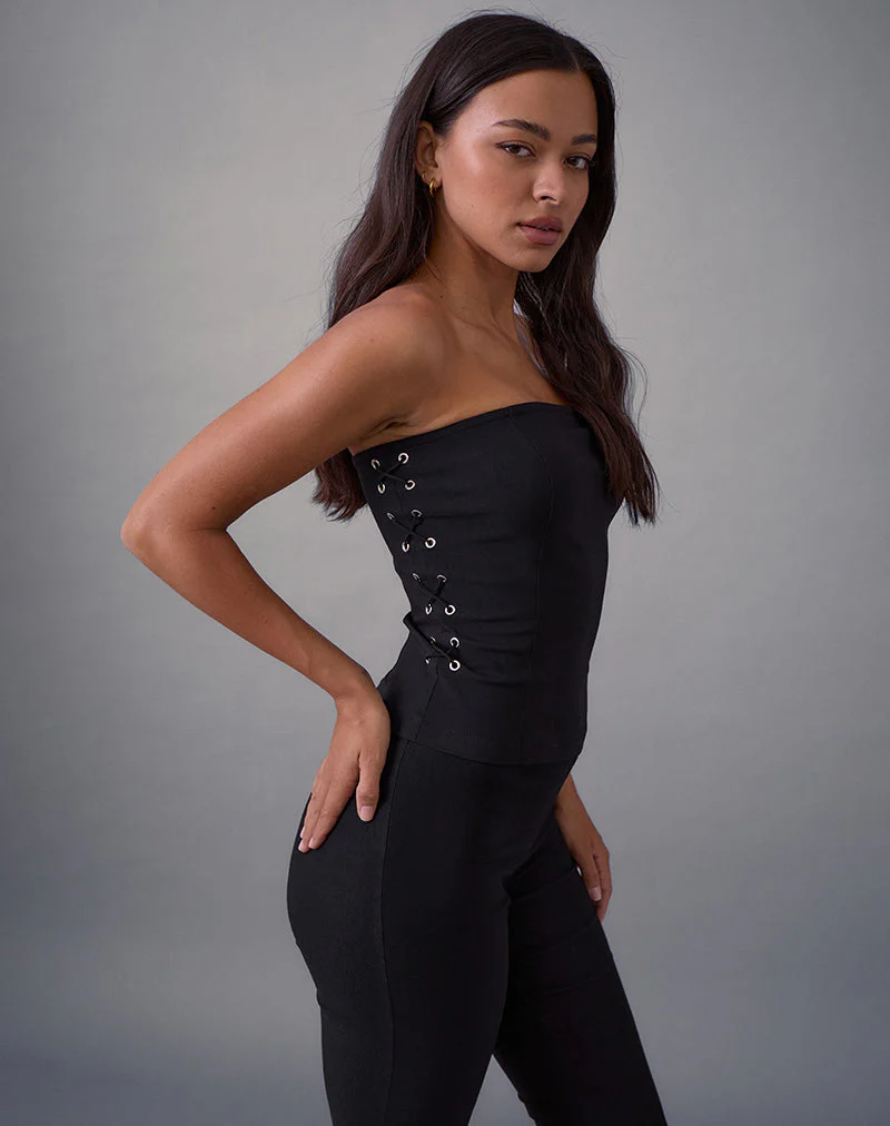 Avira Bandeau-Top mit Spitze in Tailoring Schwarz - Image 4