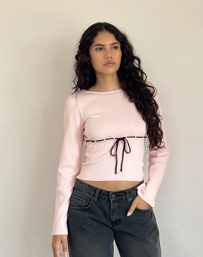 Awdella Top in Blush Pink mit Schwarz - Image 2