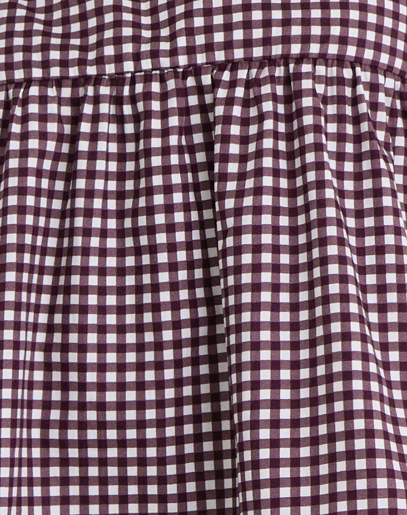 Axoni Bluse mit quadratischem Ausschnitt aus Mini-Gingham Wein - Image 7