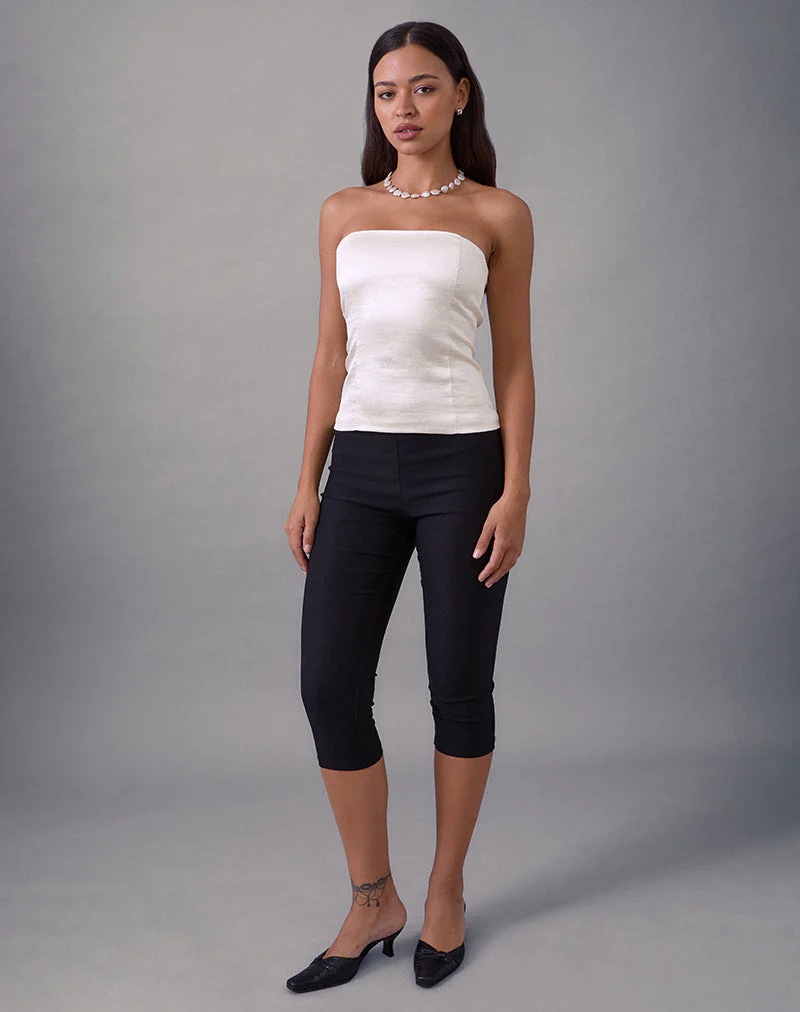 Ayaka Korsett-Top mit Spitze aus Satin Jacquard Elfenbein - Image 5