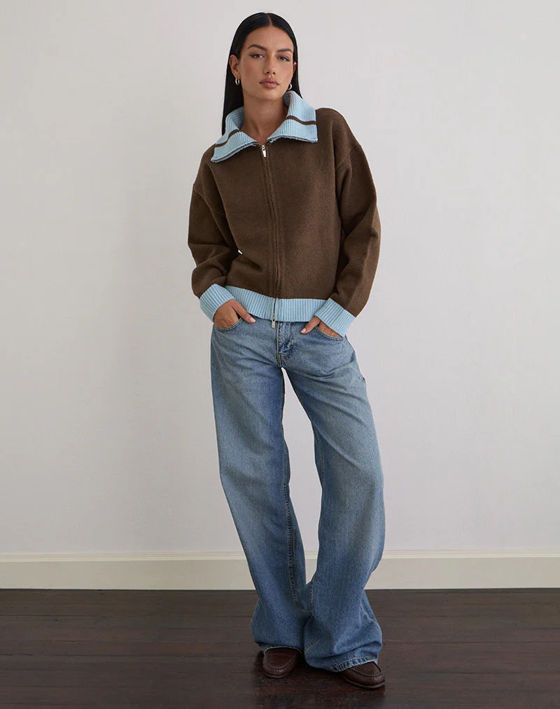 Ayamu Zip-Pullover aus braunem Strick - Image 4