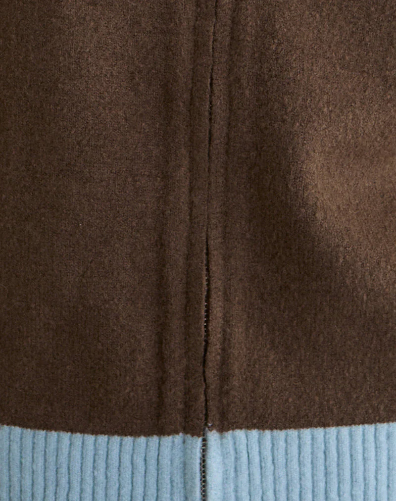 Ayamu Zip-Pullover aus braunem Strick - Image 5