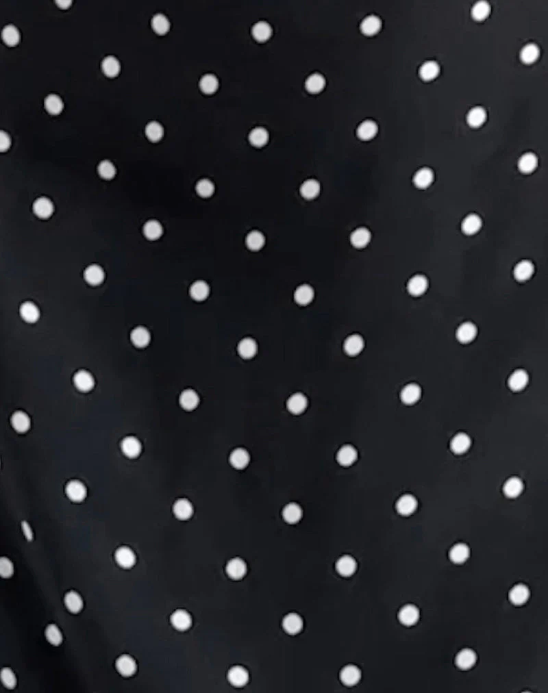 Ayana Rückenfreies Minikleid in Polka Schwarz - Image 4