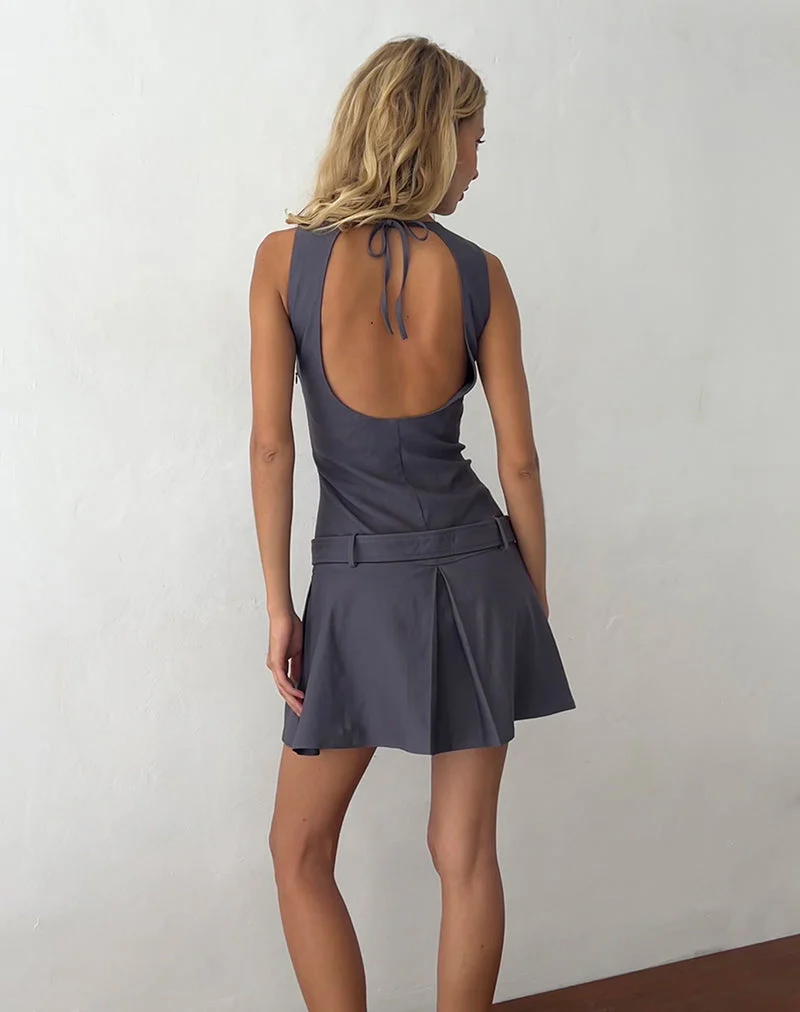Ayasha Rückenfreies Minikleid in Tailoring Grau - Image 2