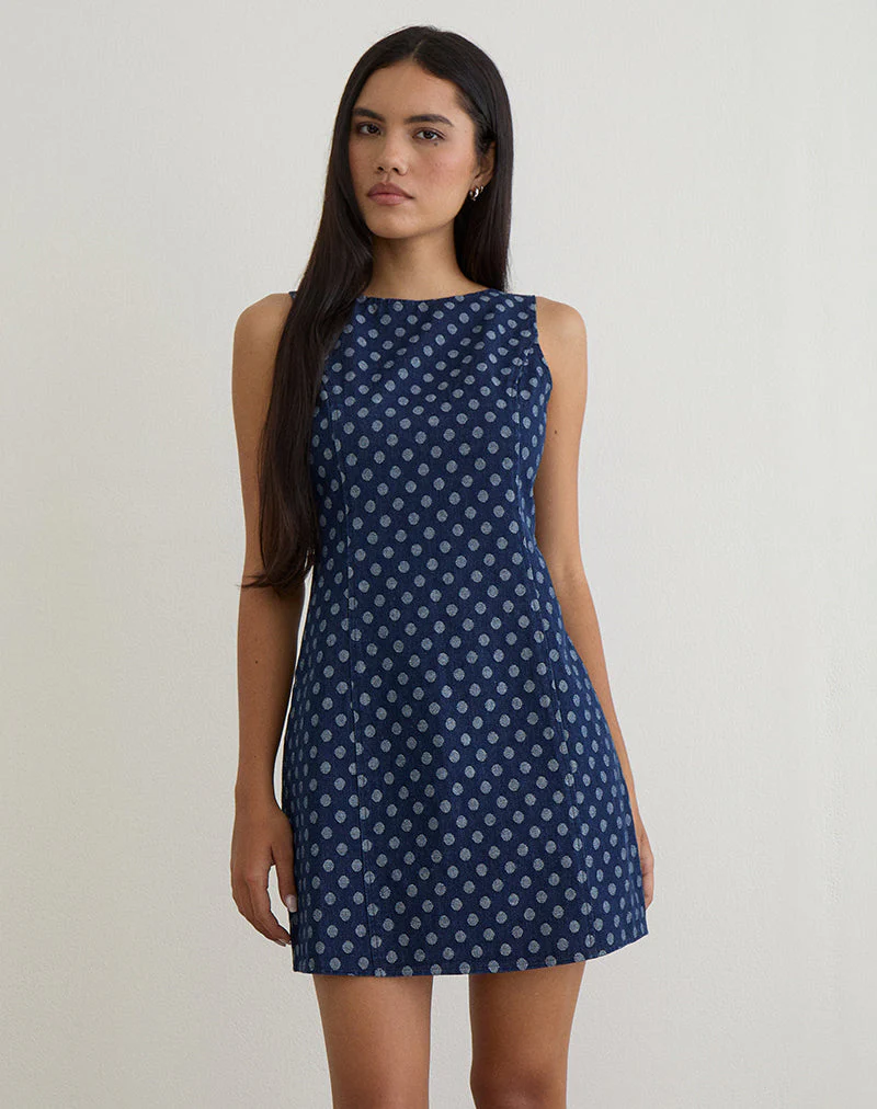 Ayura Kleid in Polka Chambray Indigo