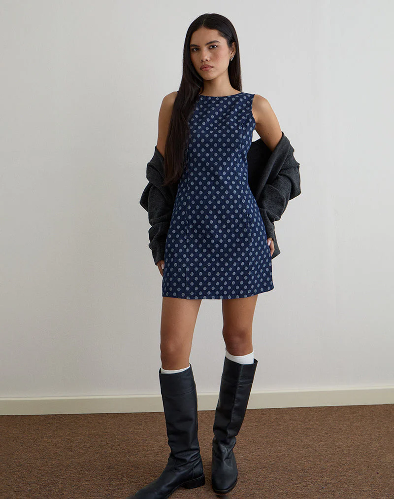 Ayura Kleid in Polka Chambray Indigo - Image 2