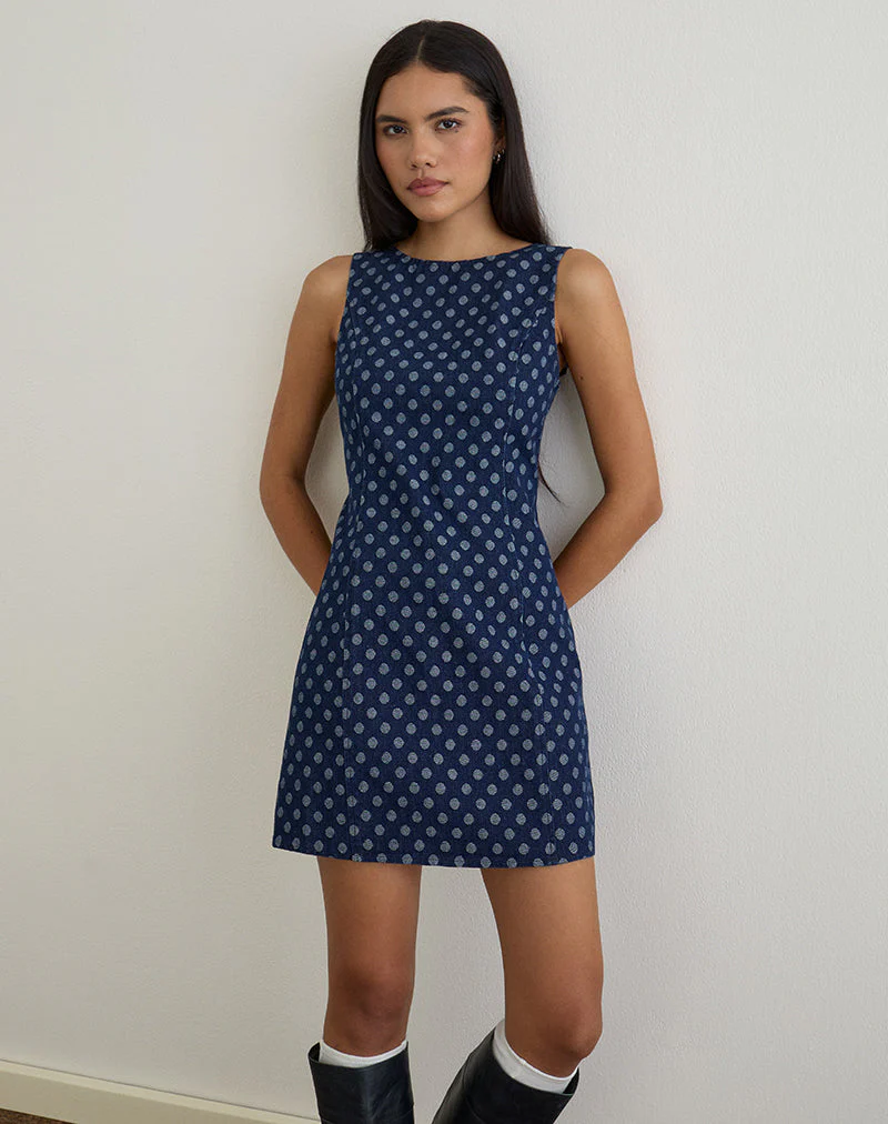 Ayura Kleid in Polka Chambray Indigo - Image 3