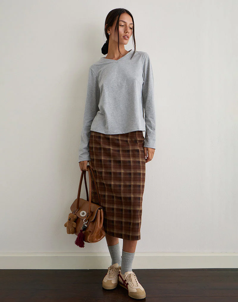 Badria Midirock in Tartan Braun Rot