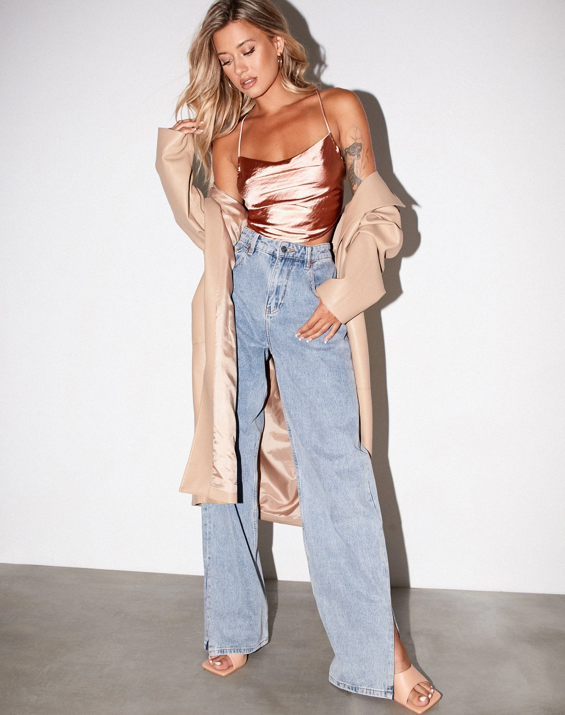 Baila Crop Top aus Satin Rose Gold - Image 6