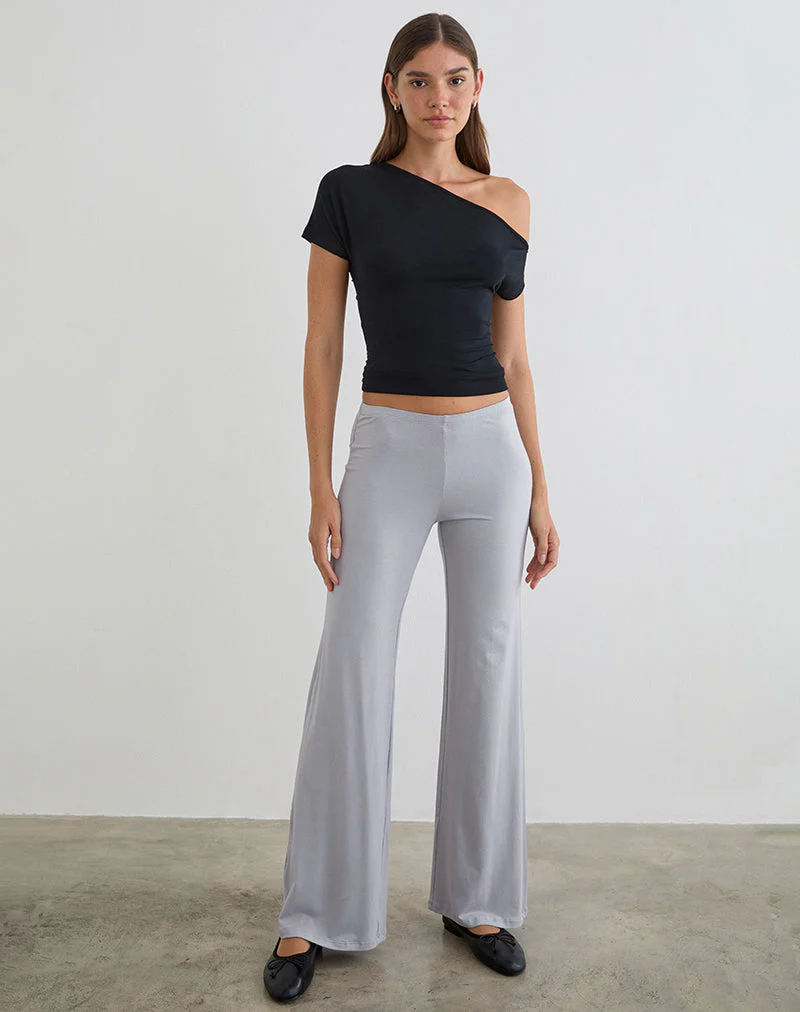 Baku-Hose mit weitem Bein aus Rayon-Jersey in Lila-Grau