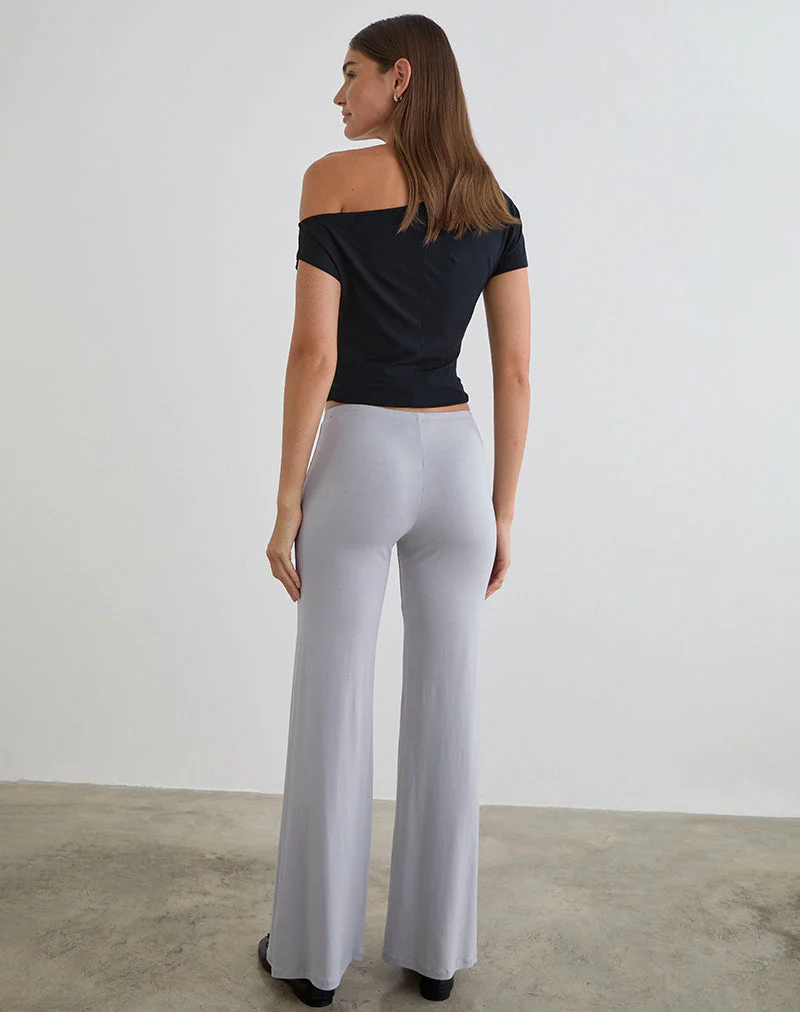 Baku-Hose mit weitem Bein aus Rayon-Jersey in Lila-Grau - Image 5