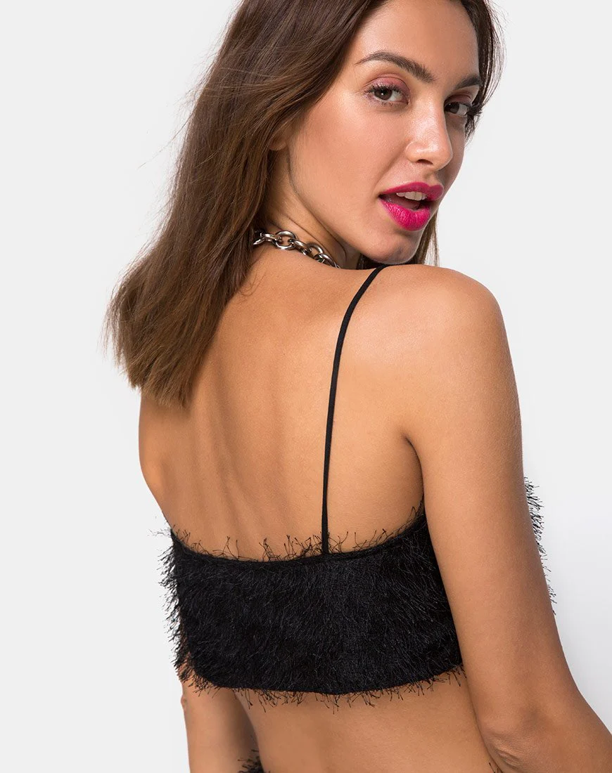 Balien Crop Top aus Fransen Schwarz - Image 2