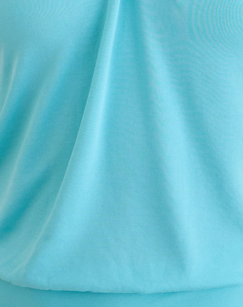 Ballerie Halter Top in Cupro Aqua - Image 6