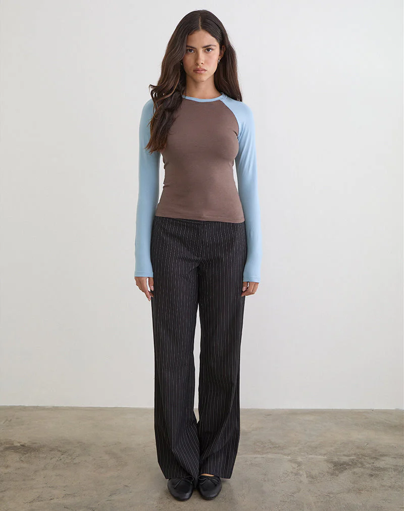 Balqis Long Sleeve Top in Coffee Quartz Nantucket Blue Combinaton - Image 2