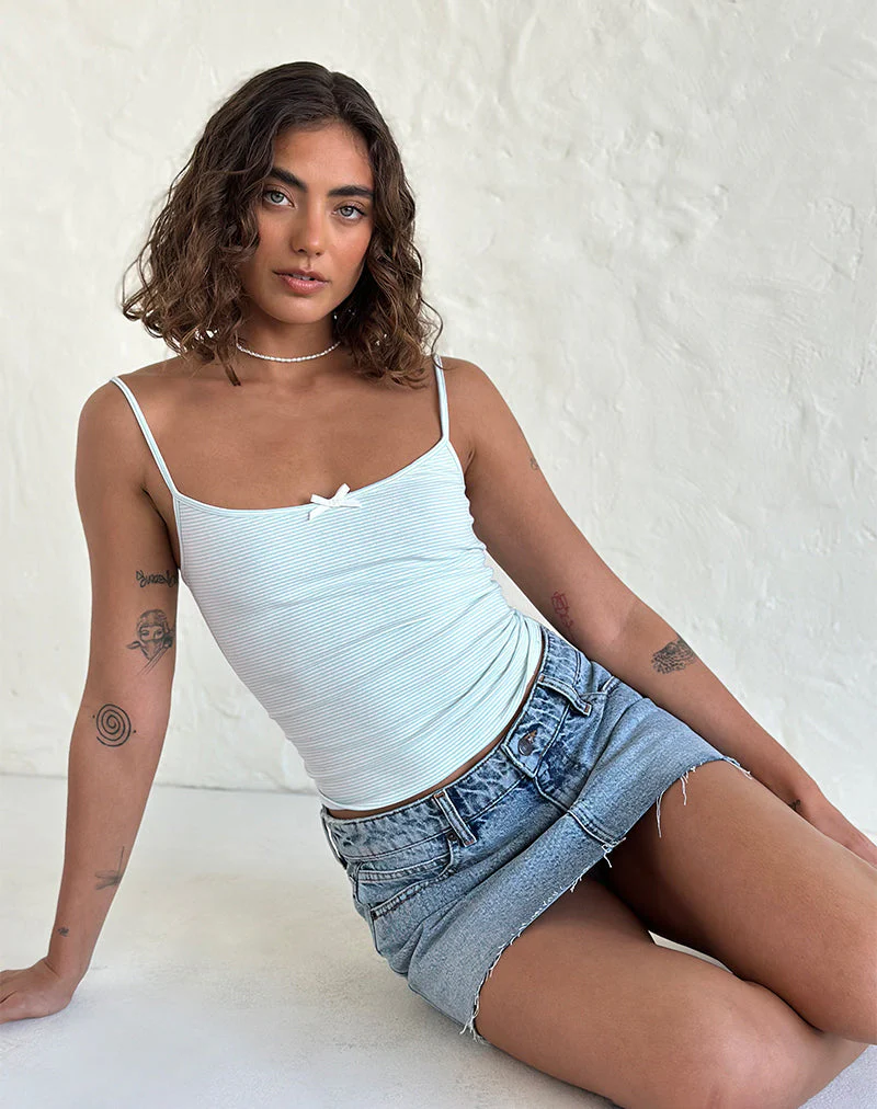 Barlyn Cami Top in Blau und Weiß gestreift - Image 2