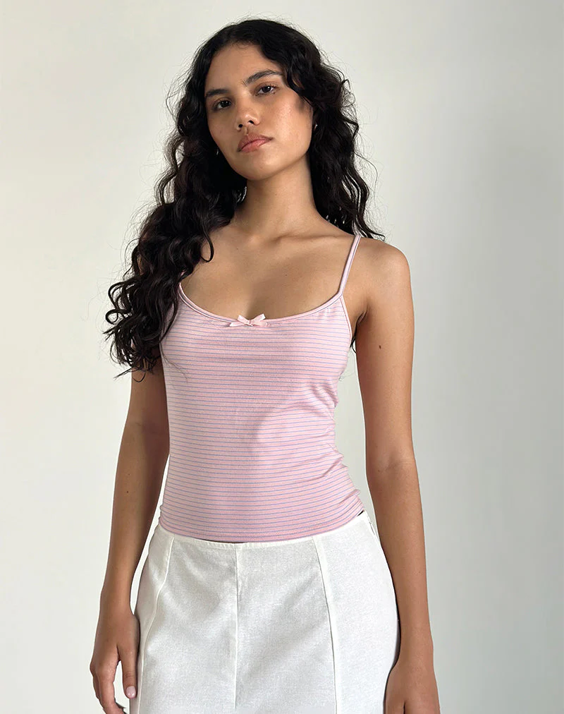 Barlyn Cami Top in Rosa und Blau gestreift - Image 2