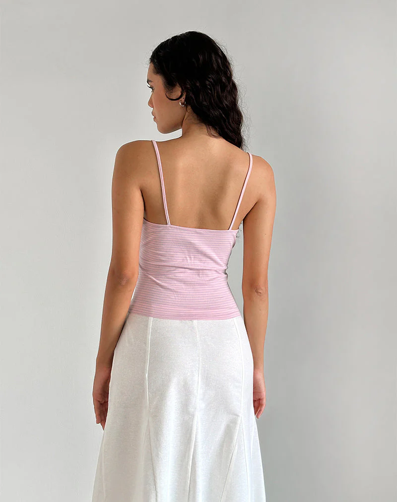 Barlyn Cami Top in Rosa und Blau gestreift - Image 4