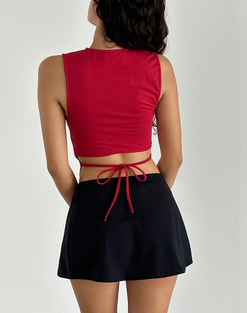 Baruna Tie Back Basic Top in Adrenalin Rot