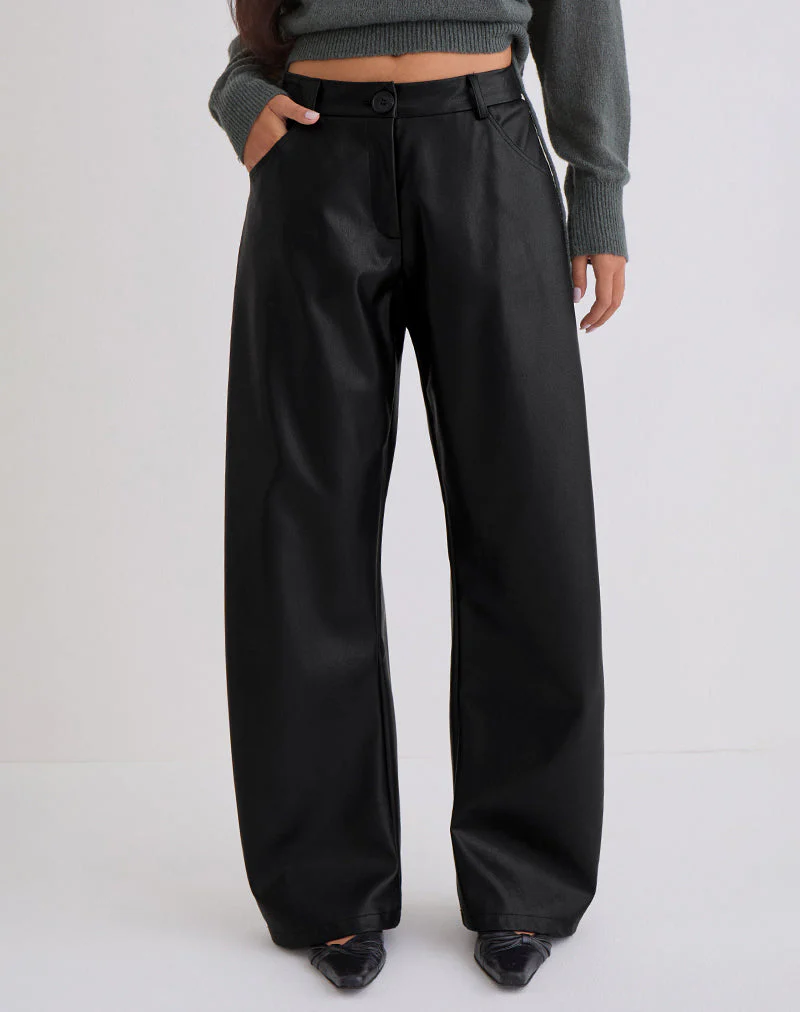 Barvyn Barrel Leg Hose in PU Schwarz